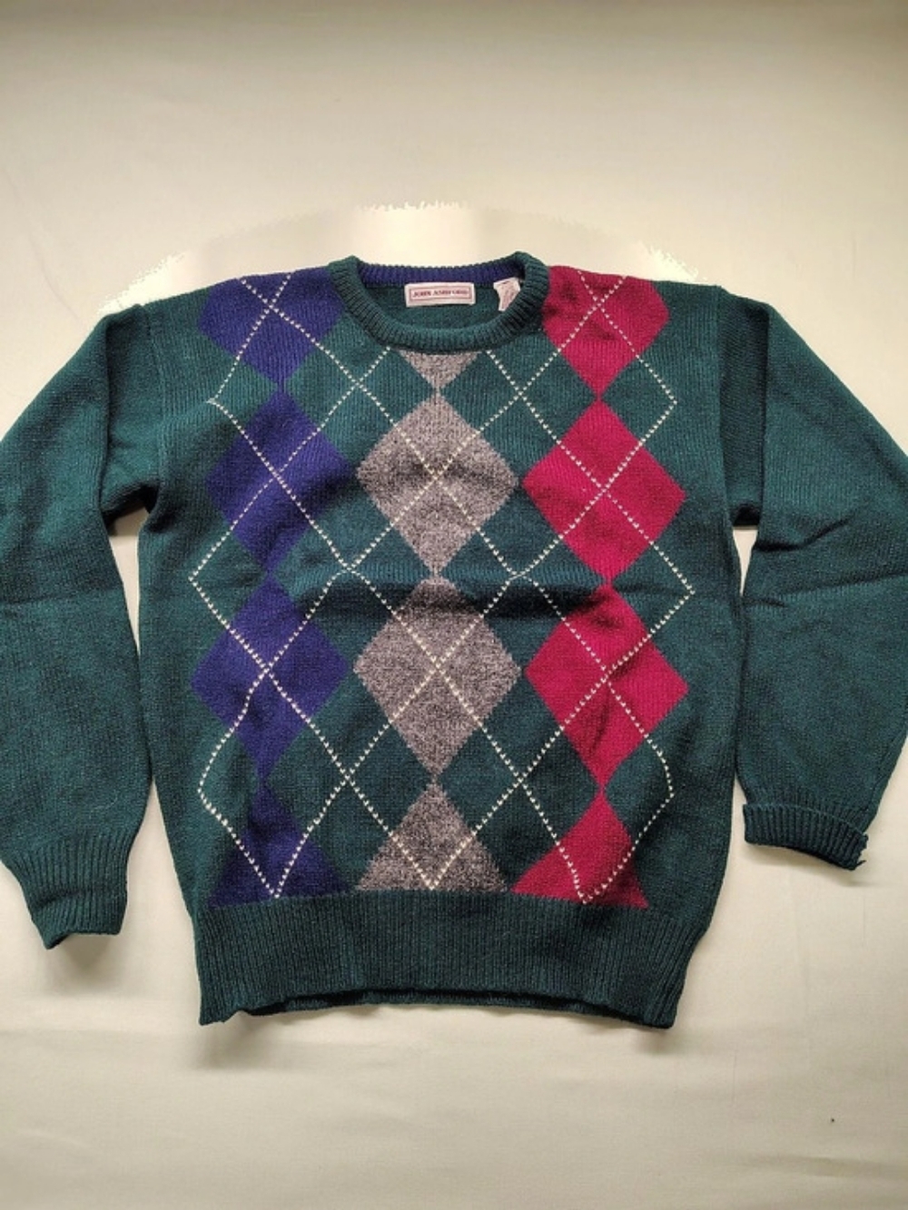 John Ashford Men's Argyle Crewneck Sweater